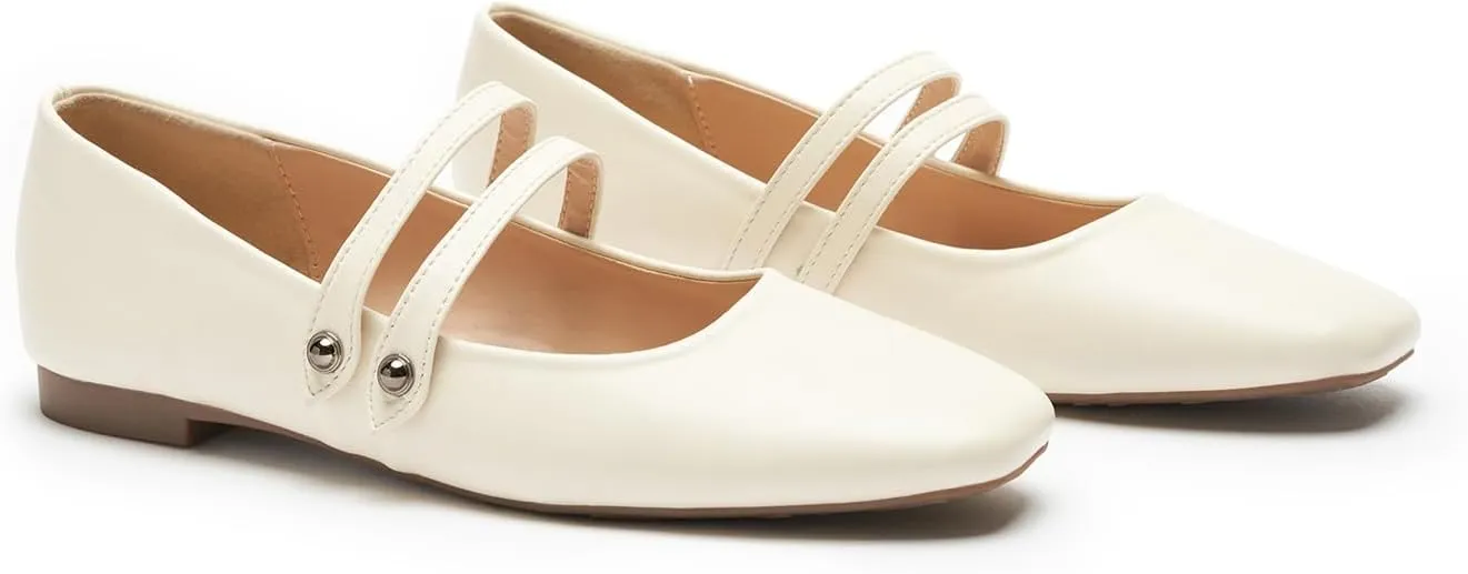 C.Paravano Women's Mary Jane Flats | Closed Toe Mary Jane Shoes for Women | Slip On Mary Janes Ballet Flats | Dress Strap Shoes for Casual Work Office & Wedding Business