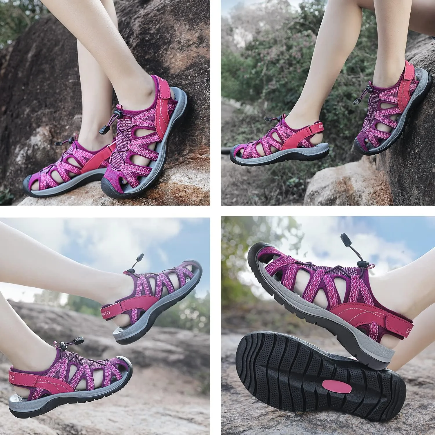 Dannto Women's Sport Sandals Close Toe Mesh Hiking Outdoor Athletic Casual Walking Sandals Water Shoes