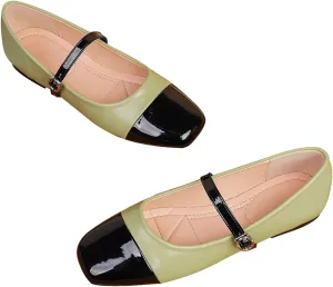 Dear Time Mary Jane Flats for Women Ballets Flats Strap Shoes Dressy Comfortable Square Toe Mary Jane Buckle Flats Shoes