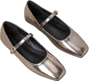 Dear Time Mary Jane Flats for Women Elegant Ballet Flats Strap Shoes Dressy Square Toe Flats Shoes