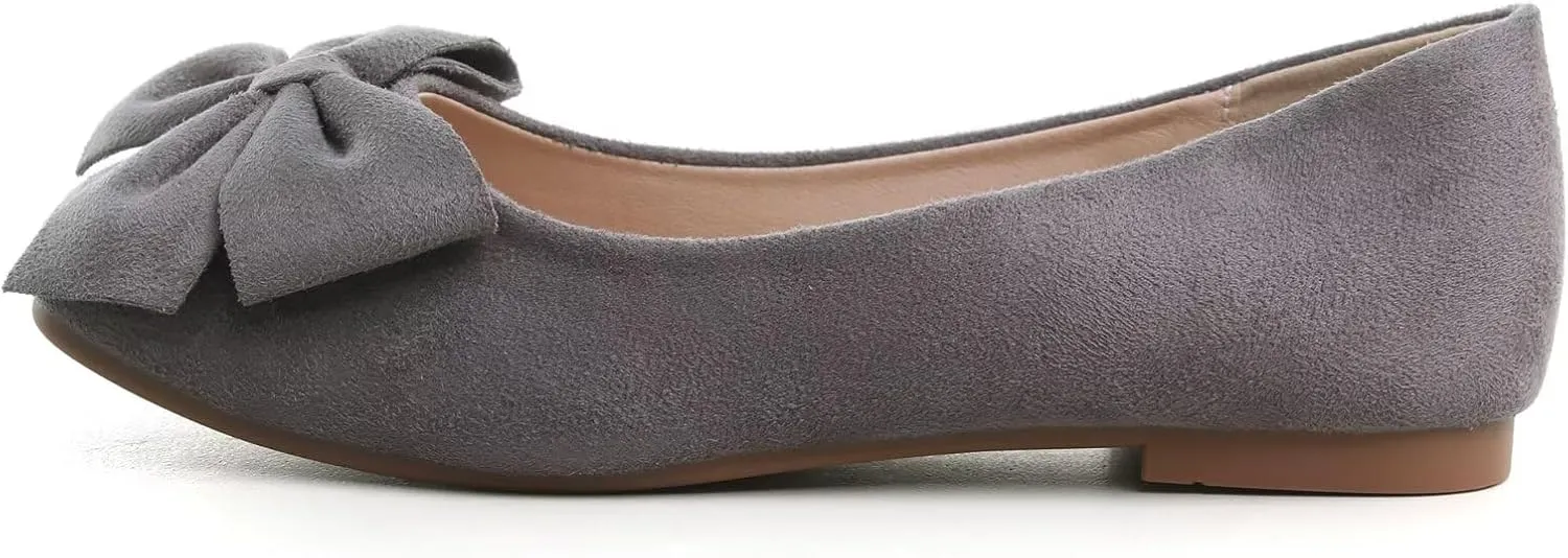 Dear Time Women's Bowknot Flats Square Toe Elegant Flats Shoes Comfort Ballet Flats Slip-on Casual Shoes