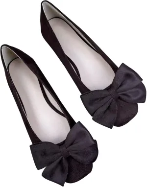 Dear Time Women's Bowknot Flats Square Toe Elegant Flats Shoes Comfort Ballet Flats Slip-on Casual Shoes