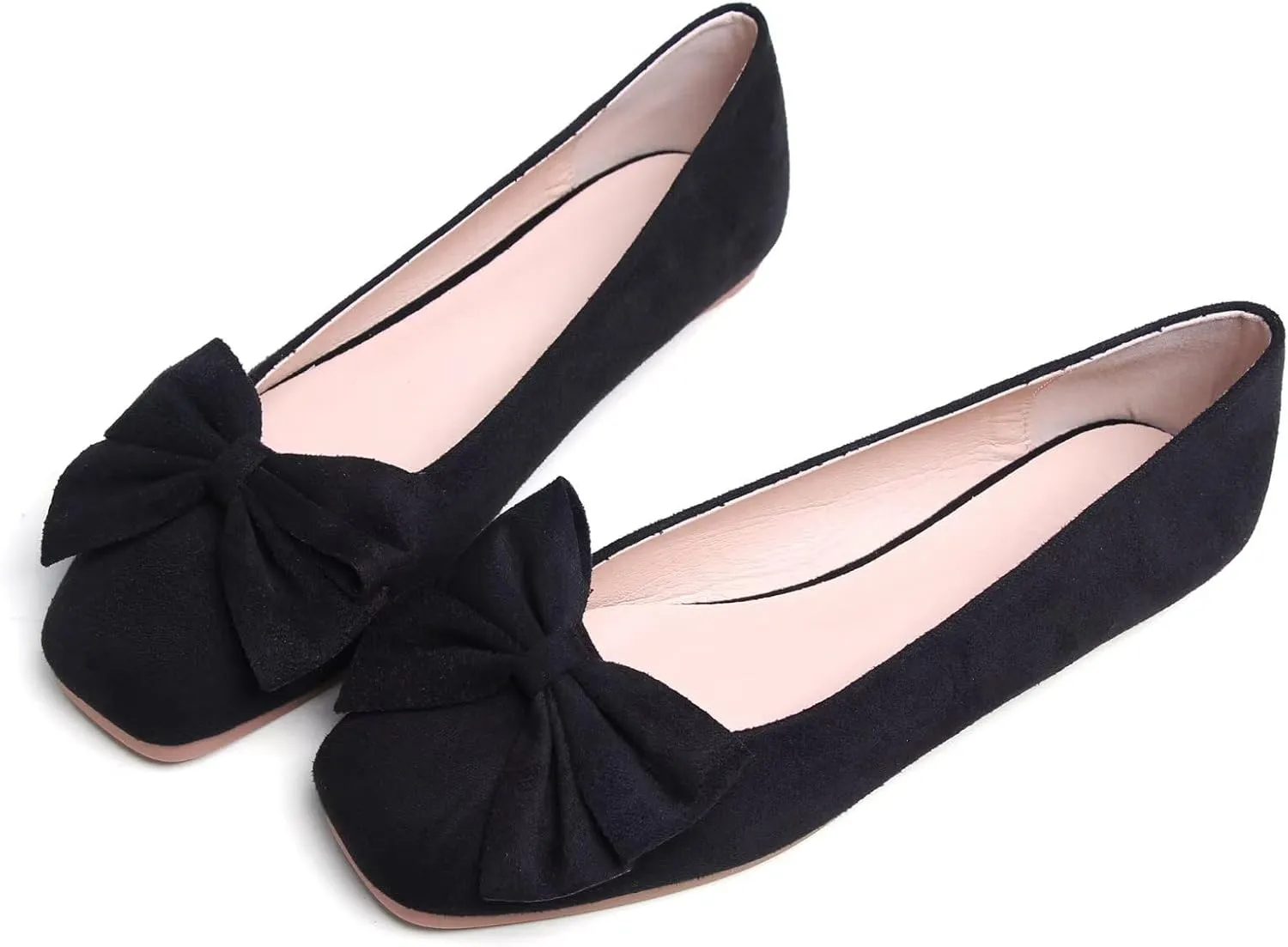 Dear Time Women's Bowknot Flats Square Toe Elegant Flats Shoes Comfort Ballet Flats Slip-on Casual Shoes