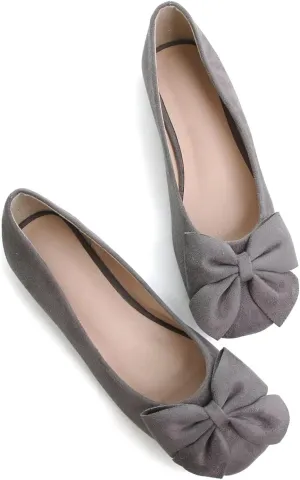 Dear Time Women's Bowknot Flats Square Toe Elegant Flats Shoes Comfort Ballet Flats Slip-on Casual Shoes