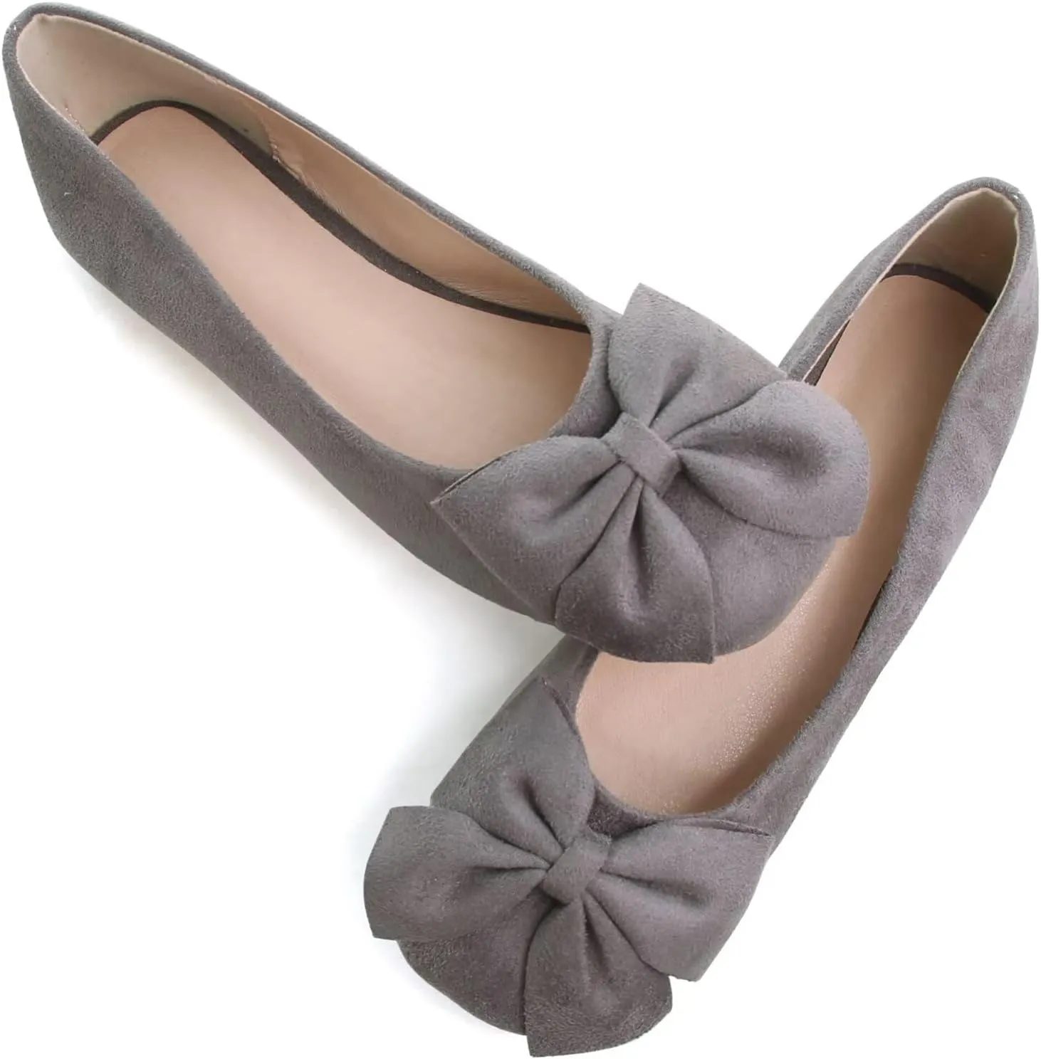 Dear Time Women's Bowknot Flats Square Toe Elegant Flats Shoes Comfort Ballet Flats Slip-on Casual Shoes