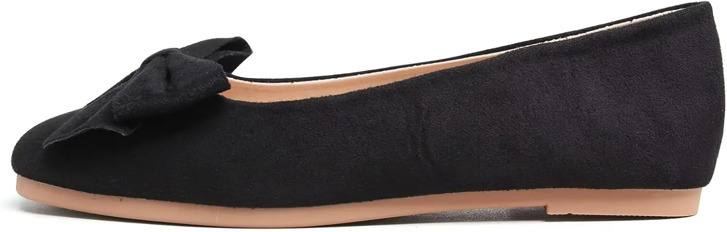 Dear Time Women's Bowknot Flats Square Toe Elegant Flats Shoes Comfort Ballet Flats Slip-on Casual Shoes