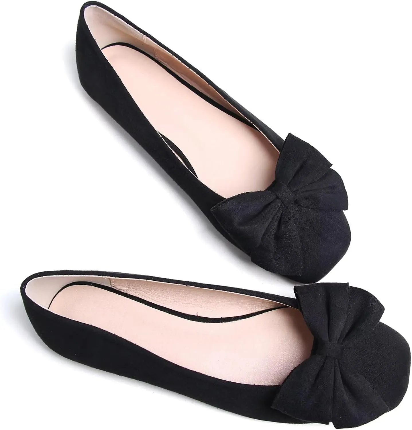 Dear Time Women's Bowknot Flats Square Toe Elegant Flats Shoes Comfort Ballet Flats Slip-on Casual Shoes