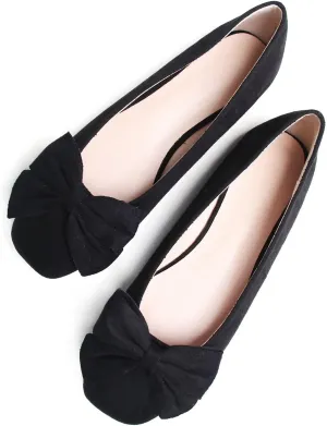 Dear Time Women's Bowknot Flats Square Toe Elegant Flats Shoes Comfort Ballet Flats Slip-on Casual Shoes