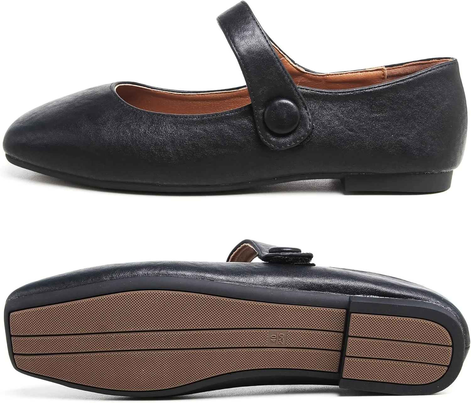 Dear Time Women's Square Toe Ballet Mary Jane Dress Flats Shoes Comfortable Black Brown Vintage Ballet Shoes for Women