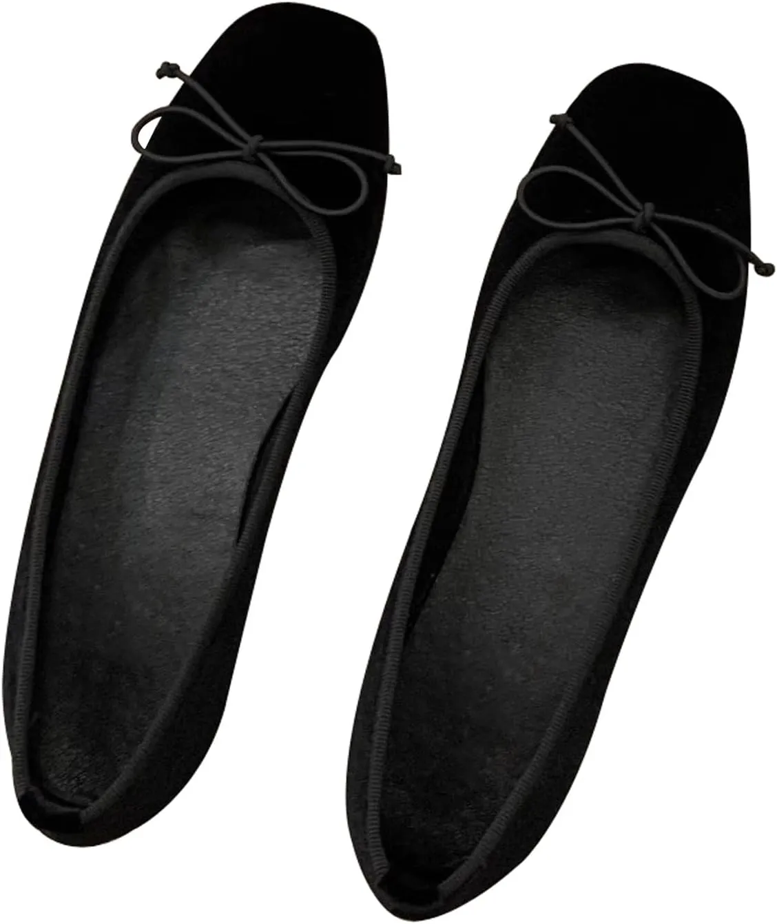 Dear Time Women's Velvet Ballets Bow Flats Dressy Square Toe Flats Shoes Comfortable