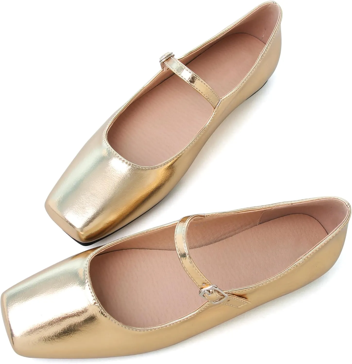 Dear Time Women's Vintage Mary Jane Shoes Ankle Strap Square Toe Flats Uniform Dress Shoes Ballet Flats