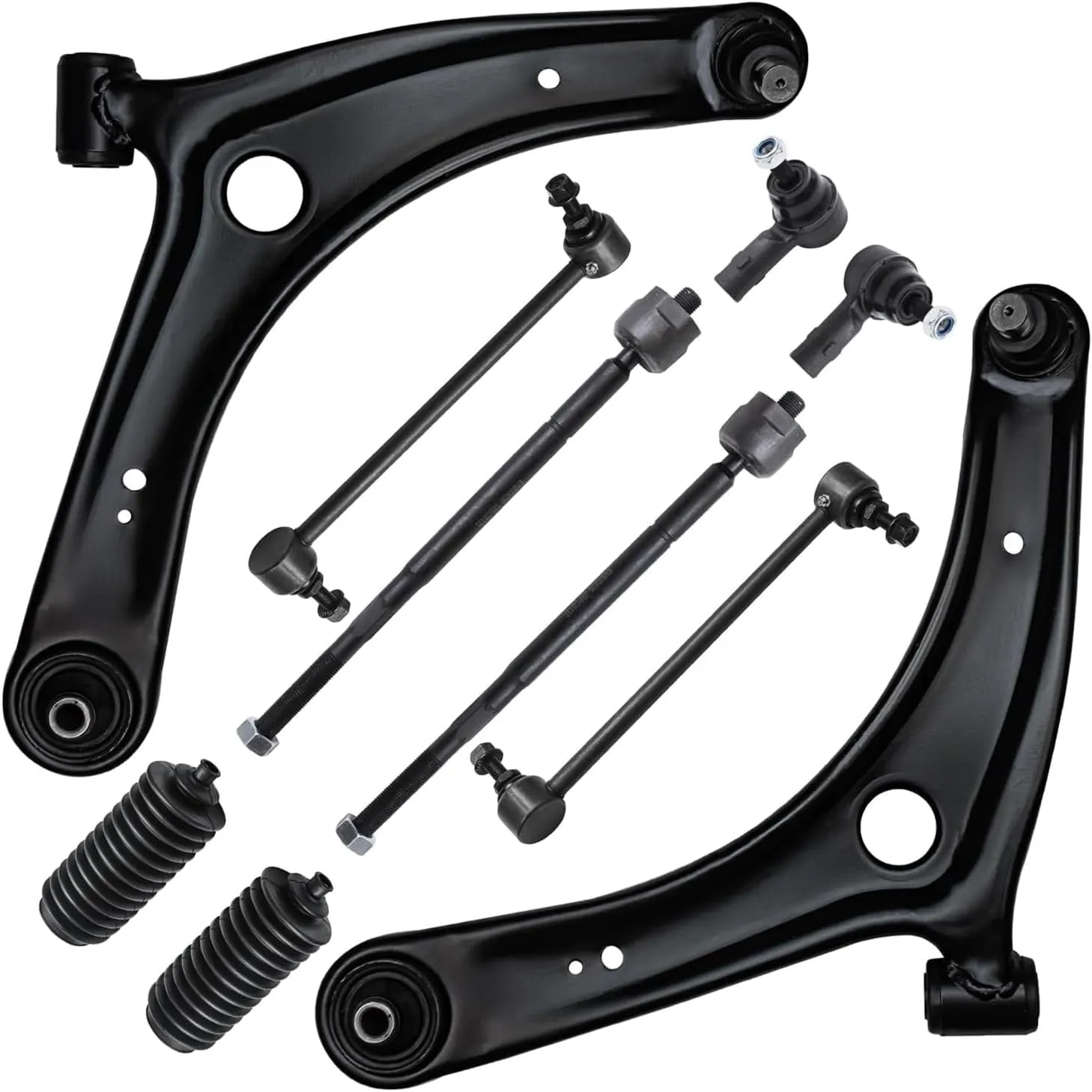 Detroit Axle - 10pc Front End Kit for 2007-2017 Mitsubishi Outlander, 2009-2017 Lancer, Lower Control Arms w/Ball Joint Tie Rods Sway Bars Boots 2010 2011 2012 2013 2014 2015 2016 Replacement