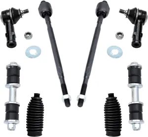 Detroit Axle - Front 8pc Suspension Kit for 97-02 Mitsubishi Mirage, 4 Tie Rod Ends 2 Stabilizer Sway Bars 2 Boots 1997 1998 1999 2000 20001 2002 Replacement