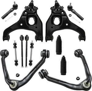 Detroit Axle - Front End 12pc Suspension Kit for RWD Chevy Silverado GMC Sierra 1500 1999-2006, 4 Control Arms w/Ball Joints 2 Sway Bars 4 Tie Rods 2 Boots 2000 2001 2002 2003 2004 2005 Replacement