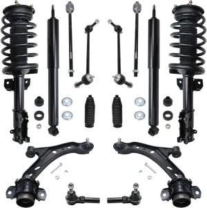 Detroit Axle - Front End 14pc Suspension Kit for 05-10 Ford Mustang 2005 2006 2007 2008 2009 2010, 2 Struts 2 Rear Shock Absorbers 2 Lower Control Arms 2 Sway Bars 4 Tie Rods 2 Boots Replacement