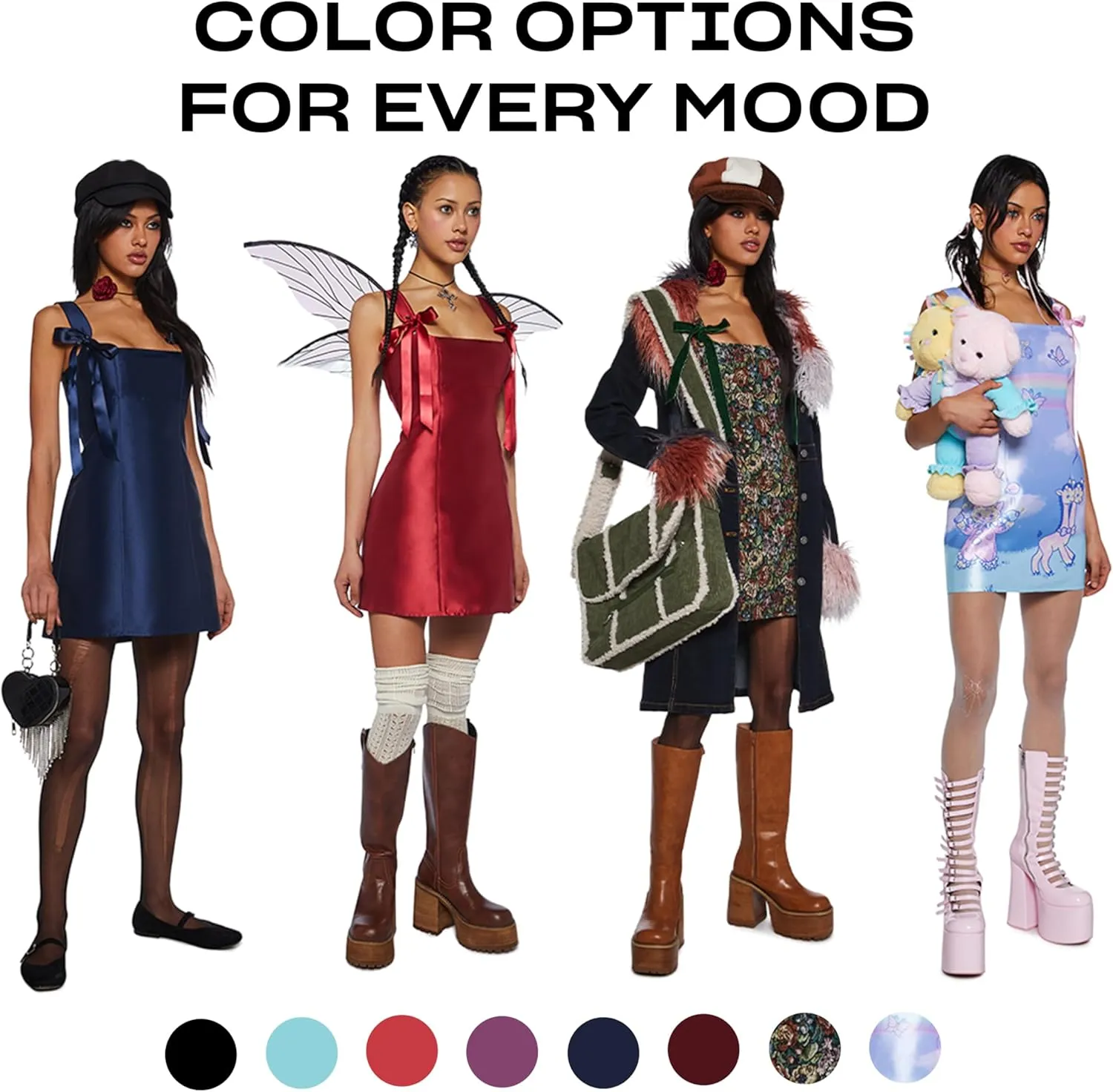 Dolls Kill Pixie Stardust Mini Dress by Current Mood - Taffeta Dress with Fit and Flare Silhouette