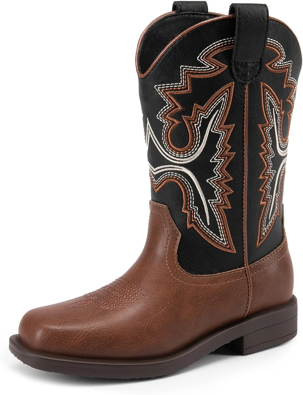 DREAM PAIRS Boys Girls Cowboy Boots Kids Western Square Toe Riding Boots