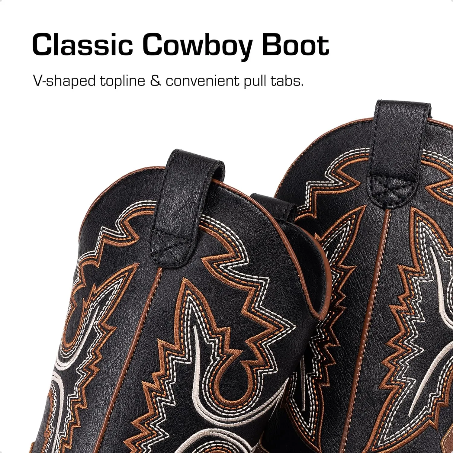 DREAM PAIRS Boys Girls Cowboy Boots Kids Western Square Toe Riding Boots