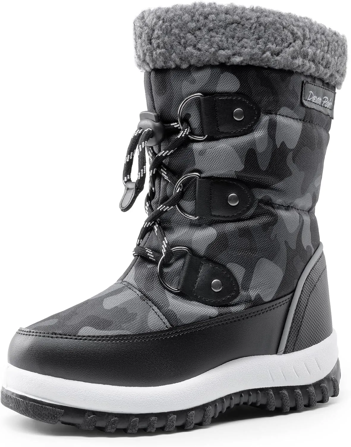 DREAM PAIRS Boys Snow Boots Camouflage Slip Resistant Faux Fur Lined Winter Shoes for Little/Big Kid