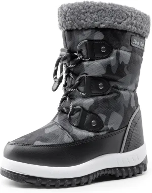 DREAM PAIRS Boys Snow Boots Camouflage Slip Resistant Faux Fur Lined Winter Shoes for Little/Big Kid