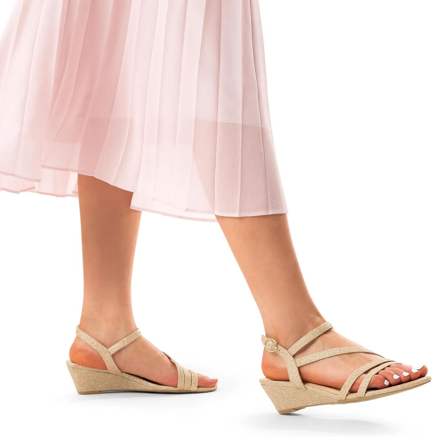 DREAM PAIRS Strappy Wrapped Dressy Wedge Sandals, Comfortable Ankle Strap Open Toe Evening Dress Wedding Dance Summer Shoes