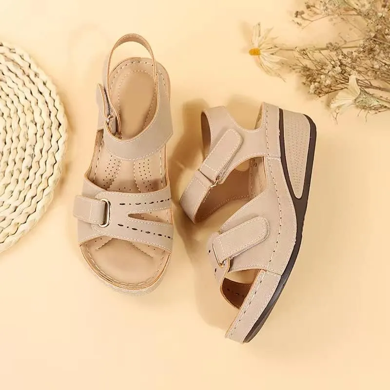 DYJAGYO Women's Orthopedic Sandals, Wide Women's Sandals, Women's Comfortable Women's Sandals with Foot Support (8.5,Beige)