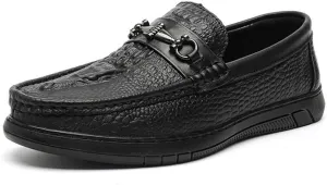 Easy to put and remove Smoking Loafer Shoes For Men Round Toe Moccasins Faux Crocodile Print PU Leather Flat Heel Anti-slip Lightweight Flexible Resistant Casual Slip On for all occasions ( Color : Bl