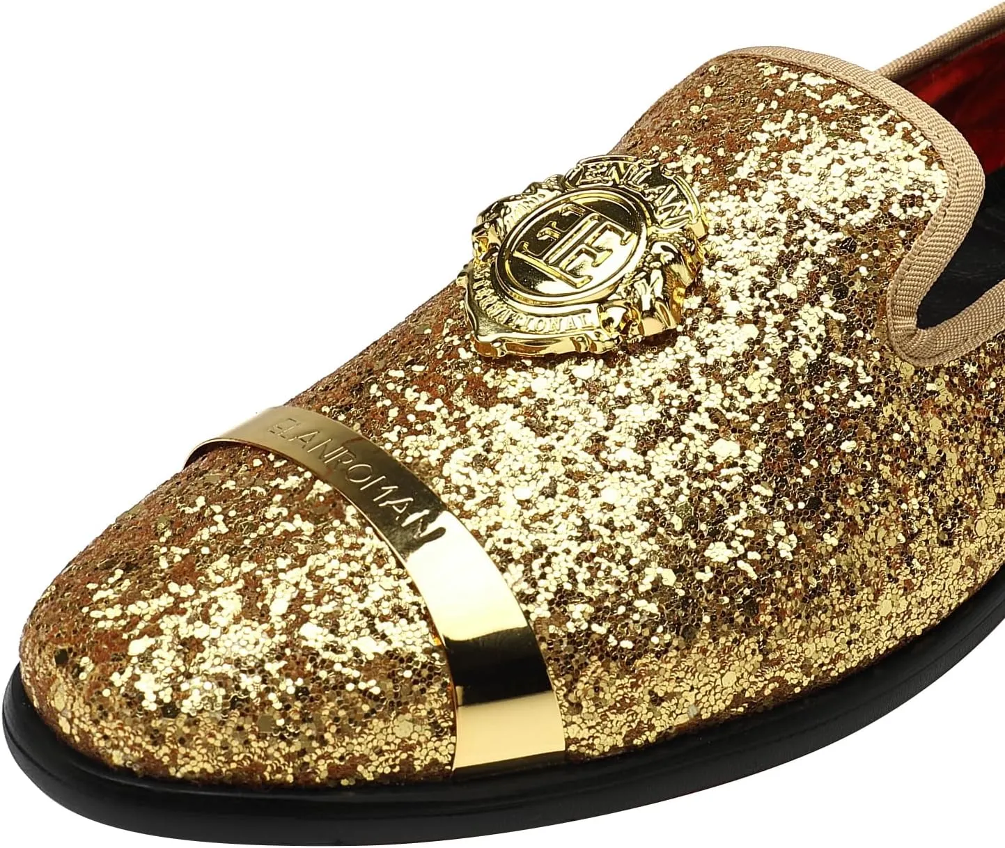 ELANROMAN Men's Glitter Loafers Oxford Dress Fashion Wedding Party Prom Shoes