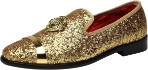 ELANROMAN Men's Glitter Loafers Oxford Dress Fashion Wedding Party Prom Shoes