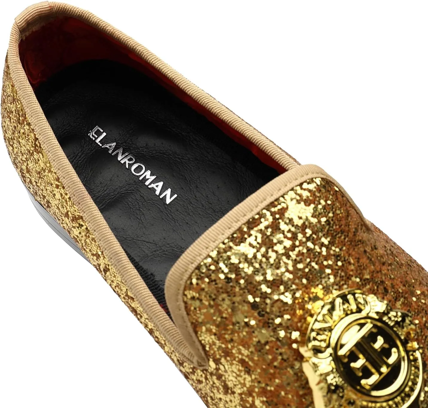 ELANROMAN Men's Glitter Loafers Oxford Dress Fashion Wedding Party Prom Shoes