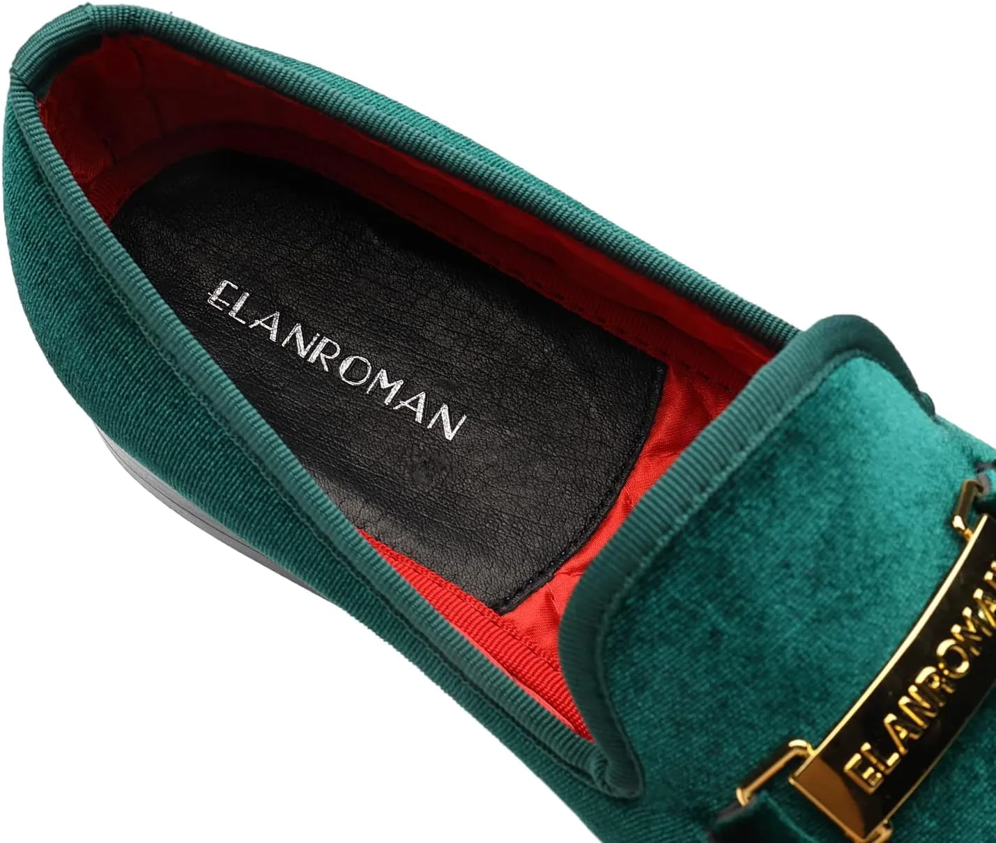 ELANROMAN Men's Loafers Gold Buckle Fashion Handmade Wedding Party Prom Shoes