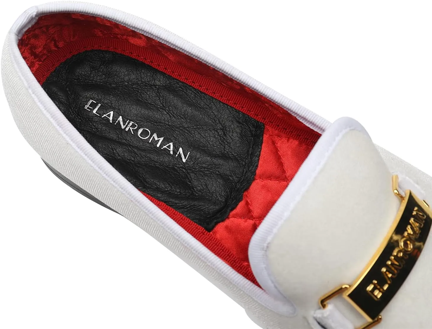 ELANROMAN Men's Loafers Gold Buckle Fashion Handmade Wedding Party Prom Shoes