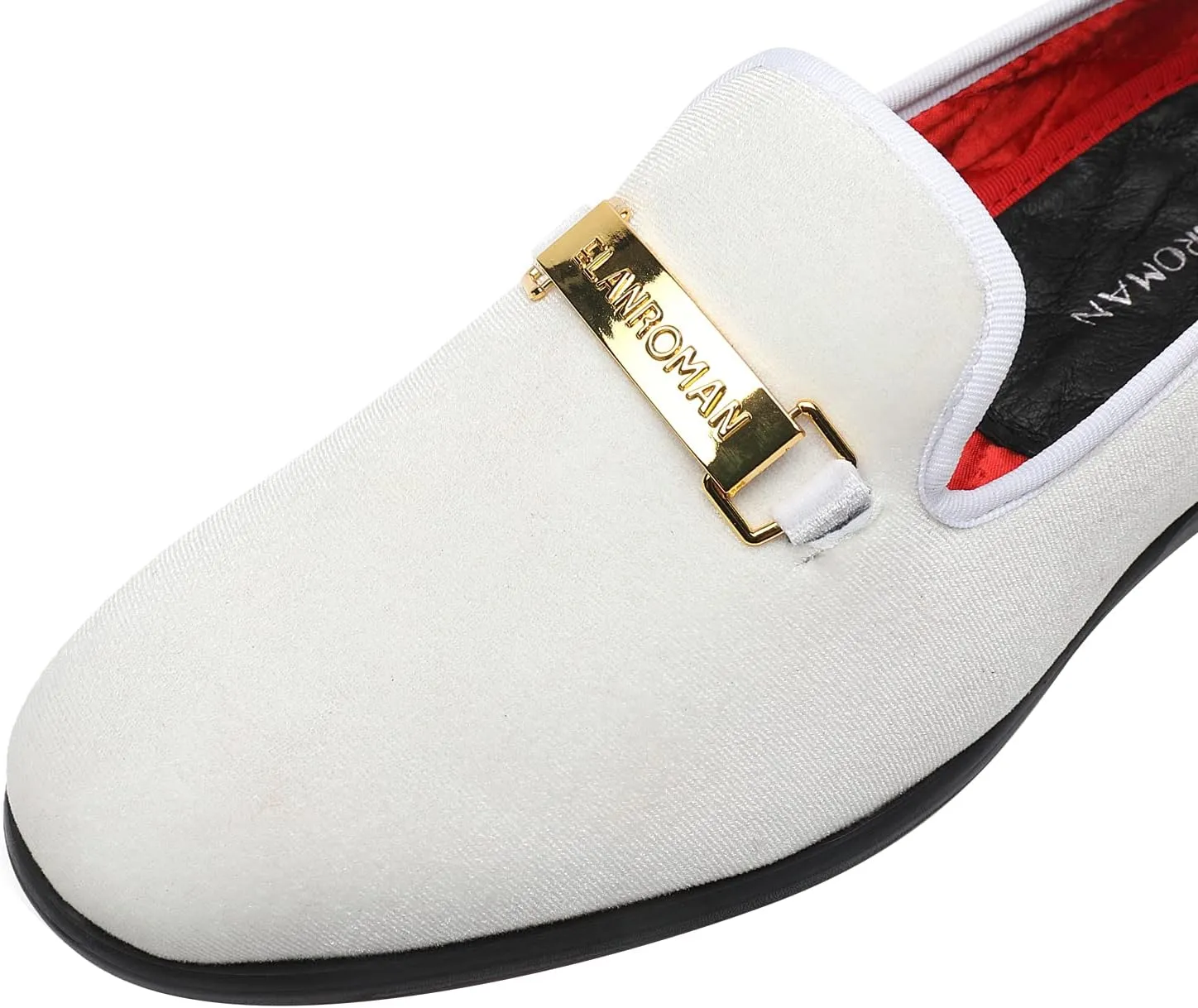 ELANROMAN Men's Loafers Gold Buckle Fashion Handmade Wedding Party Prom Shoes