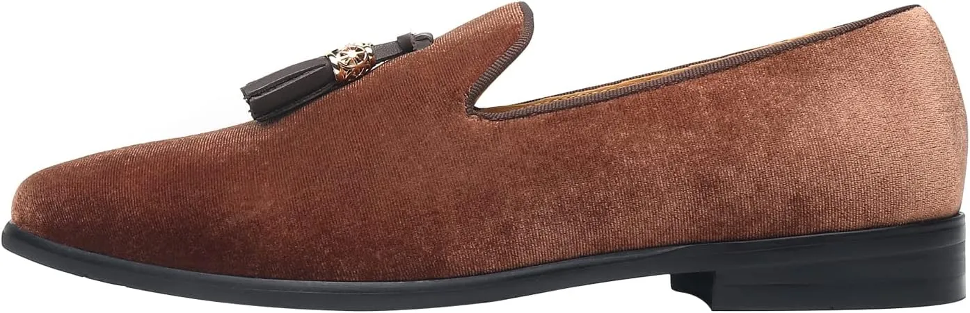 ELANROMAN Men's Loafers Tassels Penny Slip-On Luxury Wedding Shoes