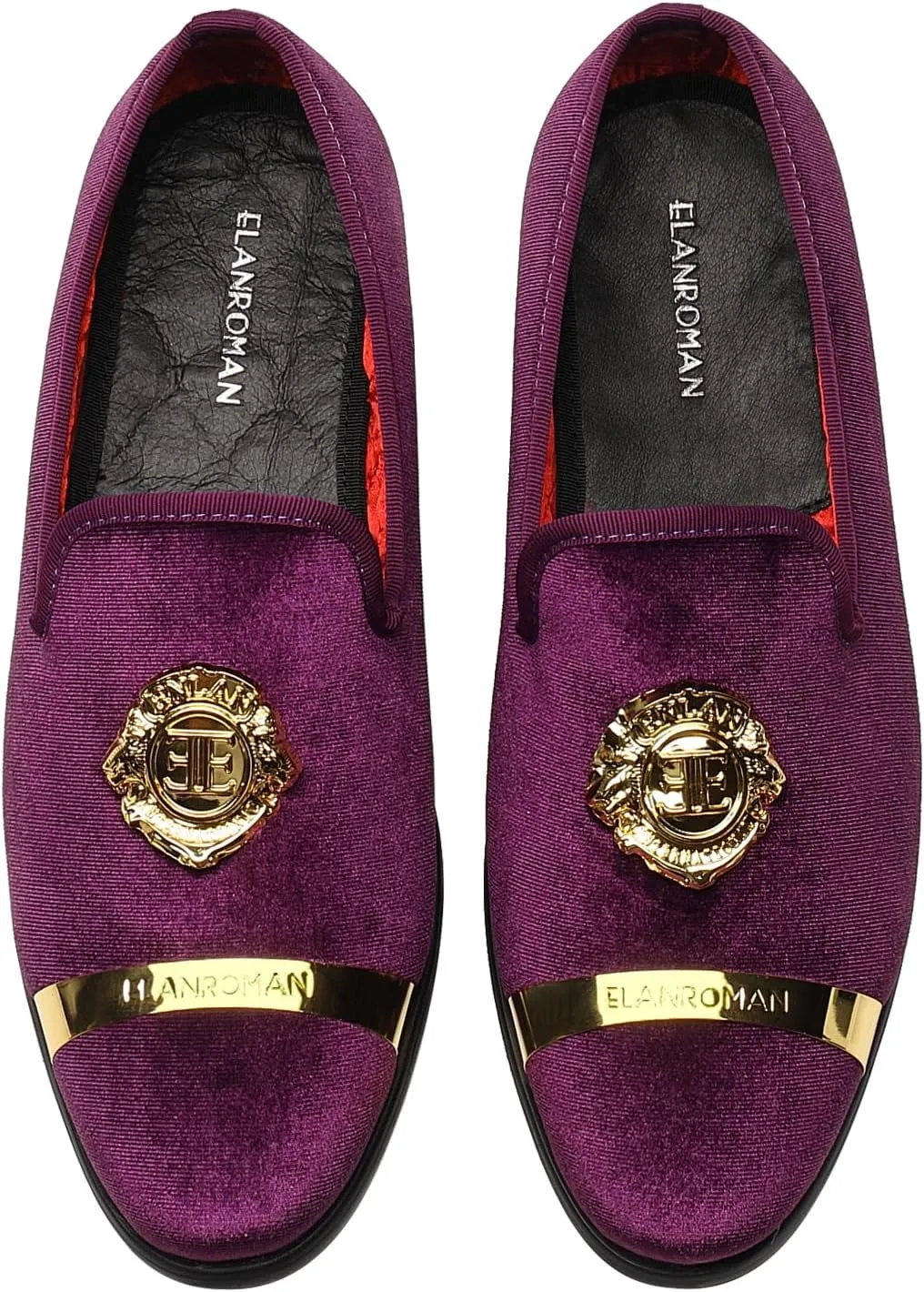 ELANROMAN Men's Velvet Loafers Dress Fashion Wedding Party Prom Shoes