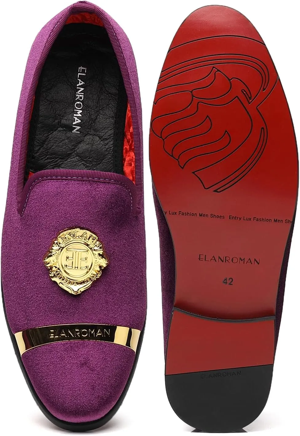 ELANROMAN Men's Velvet Loafers Dress Fashion Wedding Party Prom Shoes