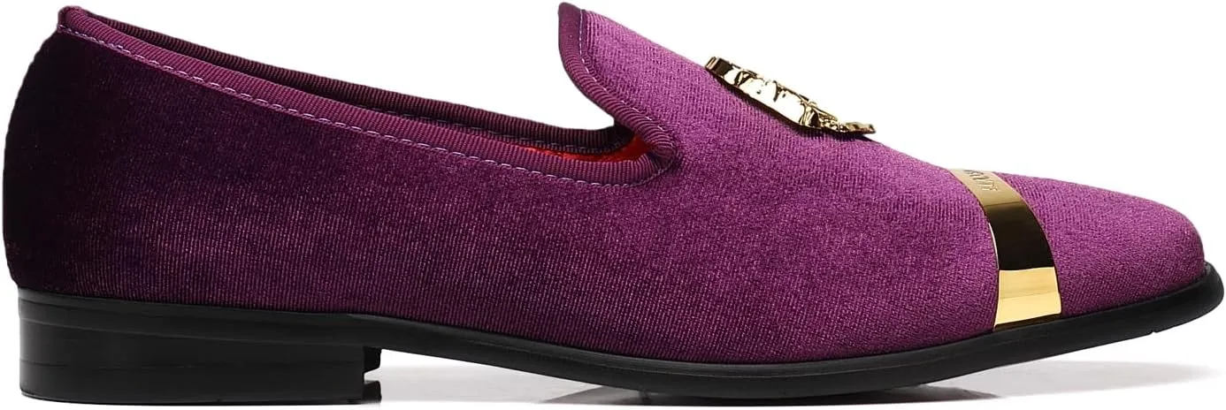 ELANROMAN Men's Velvet Loafers Dress Fashion Wedding Party Prom Shoes