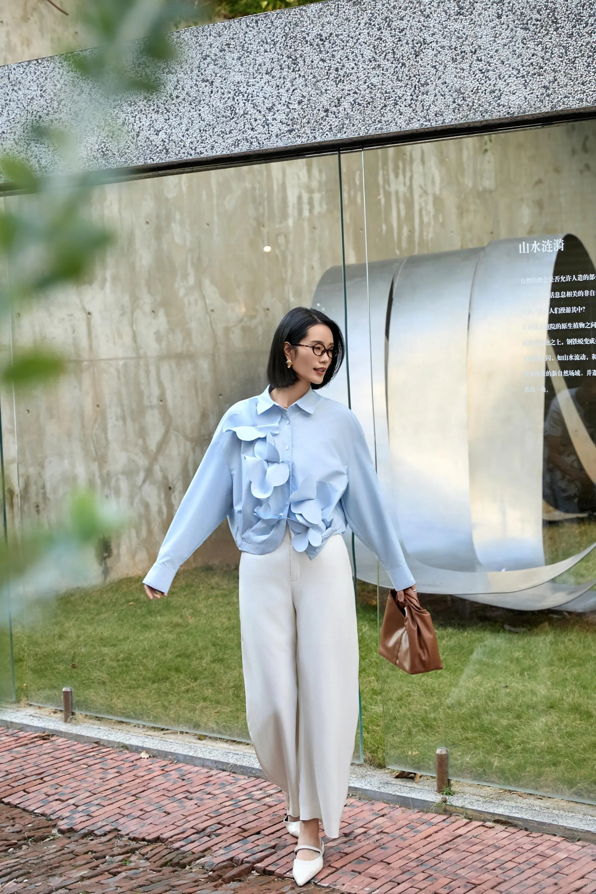 Elegant Blue Twist-Front Blouse with Butterfly Cut | Modal-Blend Anti-Wrinkle Shirt for Women, Blue Twist-Front Blouse, blue shirt women