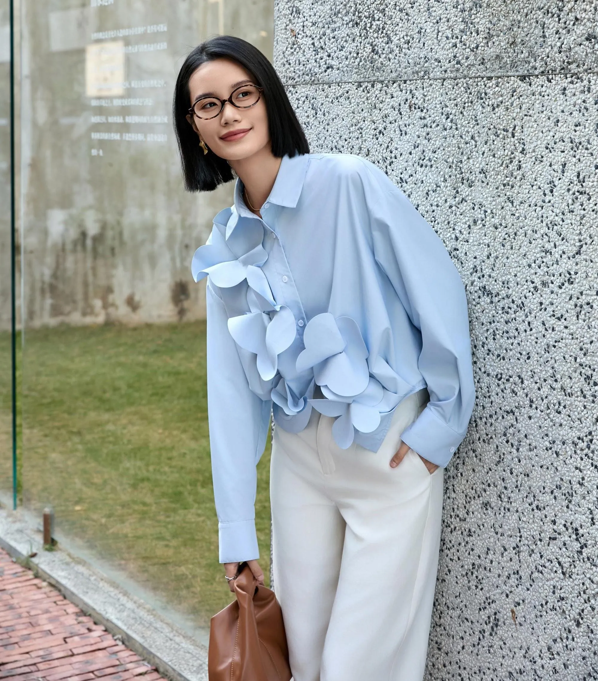 Elegant Blue Twist-Front Blouse with Butterfly Cut | Modal-Blend Anti-Wrinkle Shirt for Women, Blue Twist-Front Blouse, blue shirt women