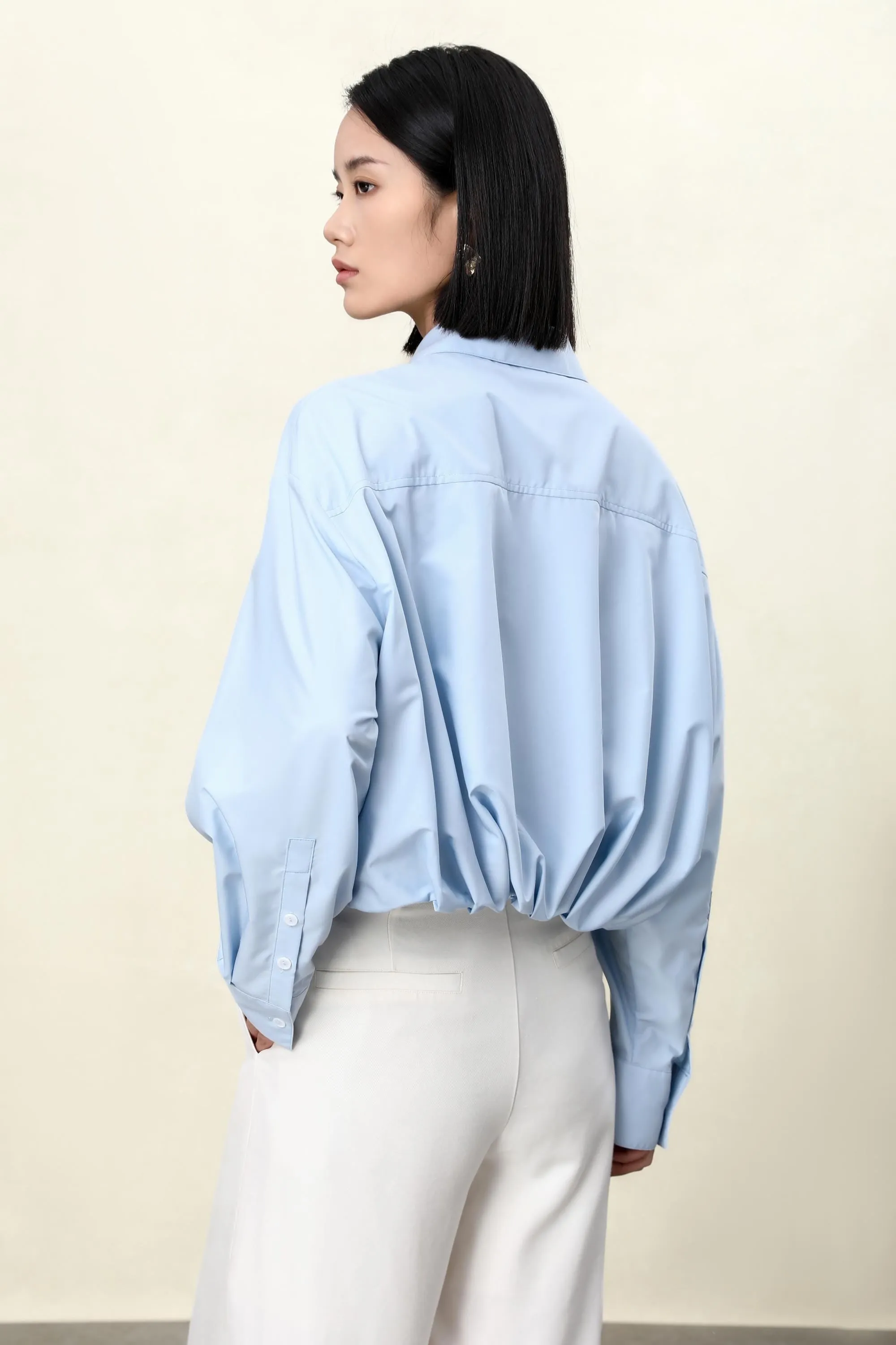 Elegant Blue Twist-Front Blouse with Butterfly Cut | Modal-Blend Anti-Wrinkle Shirt for Women, Blue Twist-Front Blouse, blue shirt women