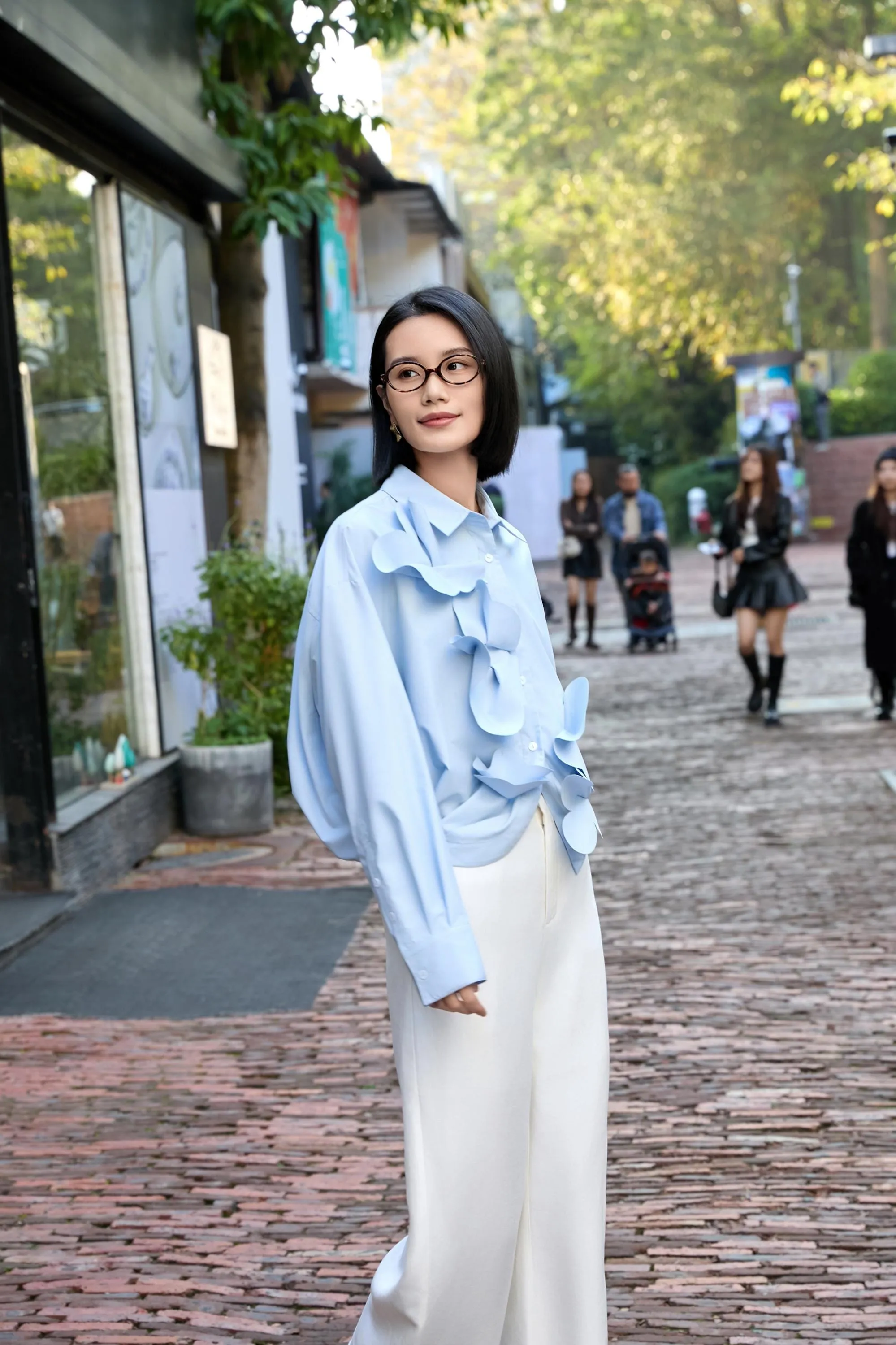 Elegant Blue Twist-Front Blouse with Butterfly Cut | Modal-Blend Anti-Wrinkle Shirt for Women, Blue Twist-Front Blouse, blue shirt women