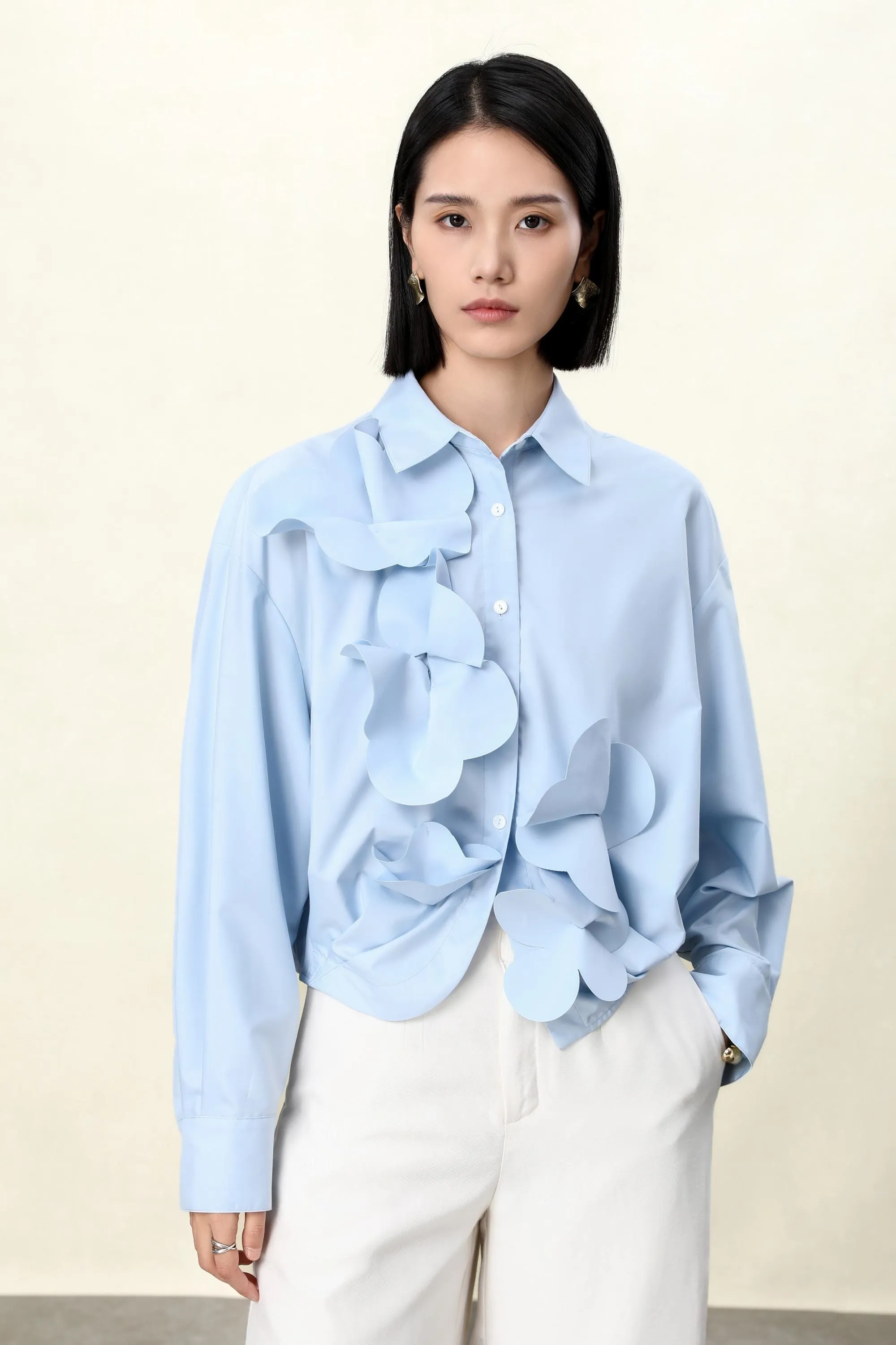 Elegant Blue Twist-Front Blouse with Butterfly Cut | Modal-Blend Anti-Wrinkle Shirt for Women, Blue Twist-Front Blouse, blue shirt women