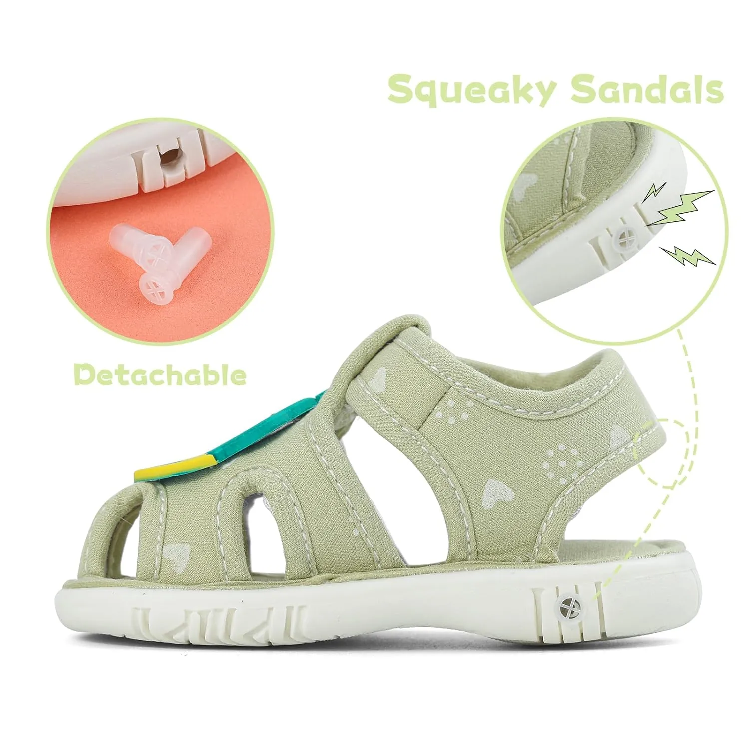 ESTAMICO Baby Boys Girls Sandals Cute Animal Summer Shoes Breathable Non Slip First Walker, 18-24 Months Toddler, Green