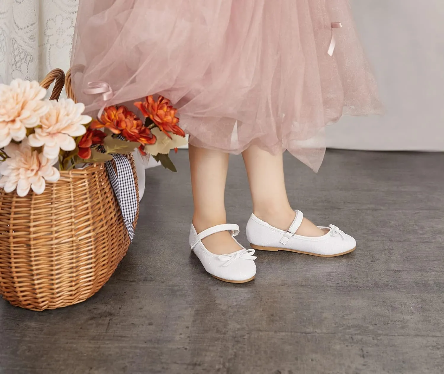ESTINE Mary Jane Flats for Toddler Girls Little Kids Glittery Dress Princess Wedding Ballet Shoes