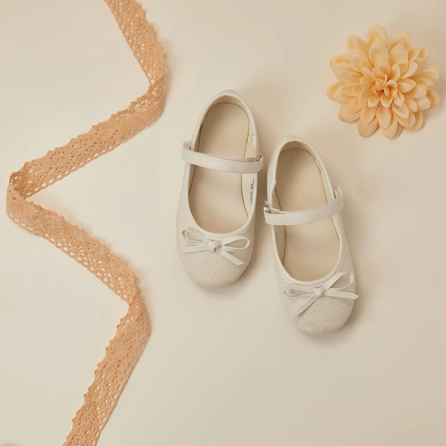 ESTINE Mary Jane Flats for Toddler Girls Little Kids Glittery Dress Princess Wedding Ballet Shoes