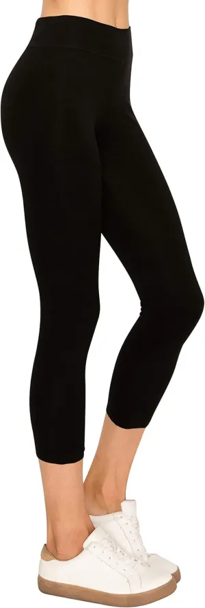 EttelLut Cotton Spandex Basic Leggings Pants-Jersey Full/Capri Regular/Plus Size