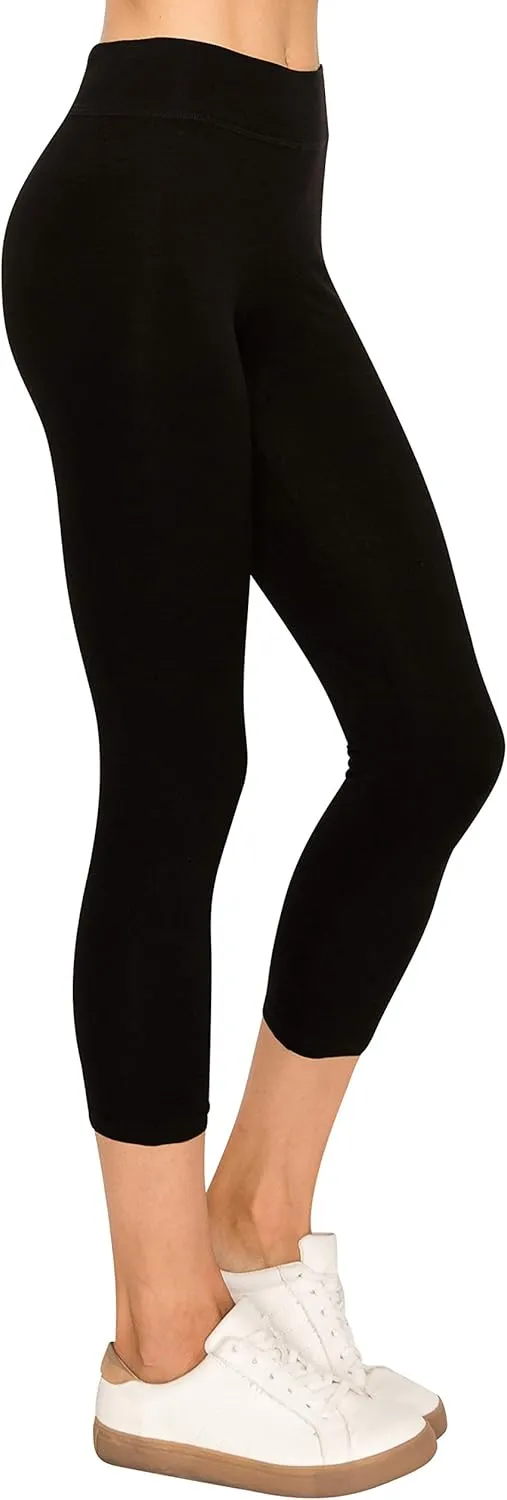 EttelLut Cotton Spandex Basic Leggings Pants-Jersey Full/Capri Regular/Plus Size