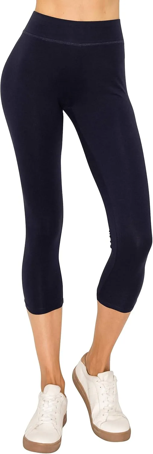 EttelLut Cotton Spandex Basic Leggings Pants-Jersey Full/Capri Regular/Plus Size