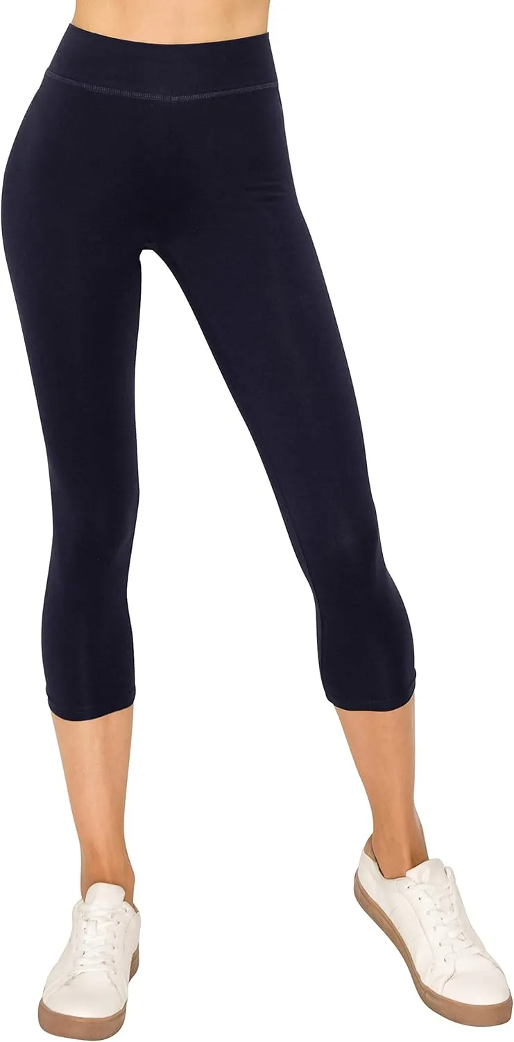 EttelLut Cotton Spandex Basic Leggings Pants-Jersey Full/Capri Regular/Plus Size