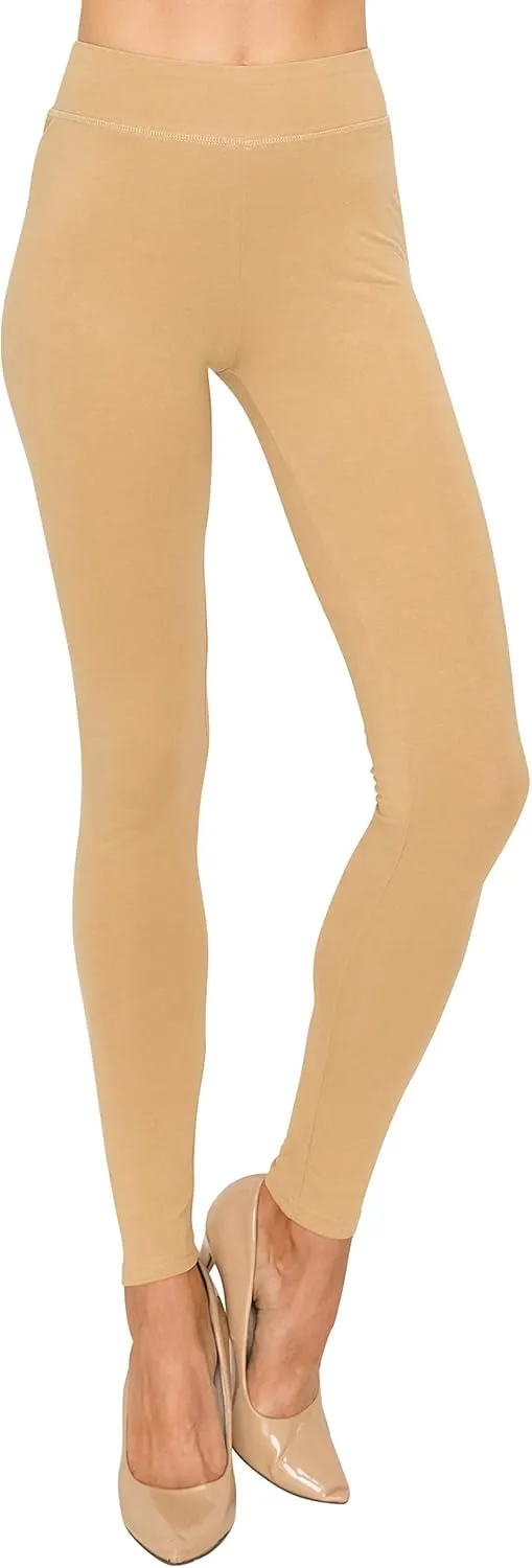 EttelLut Cotton Spandex Basic Leggings Pants-Jersey Full/Capri Regular/Plus Size